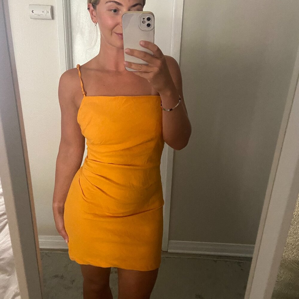 Zara Orange Mini Dress with Beaded Straps